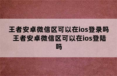 王者安卓微信区可以在ios登录吗 王者安卓微信区可以在ios登陆吗